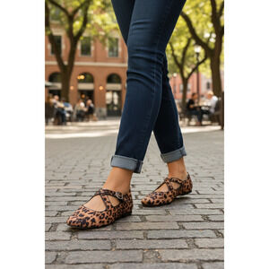 NWT A New Day Light Brown Women's Tasmin Leopard Print Flats Size:11